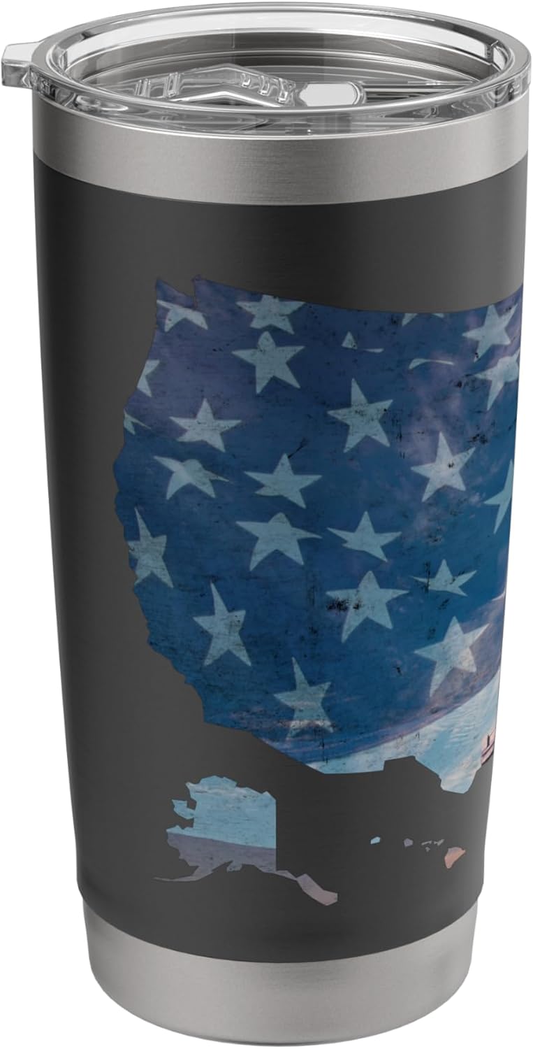 NY Statue of Liberty, American Flag and USA Map