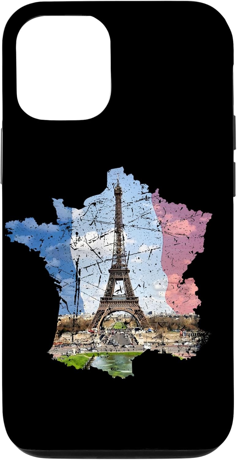 Paris Eiffel Tower, French Flag and France Map