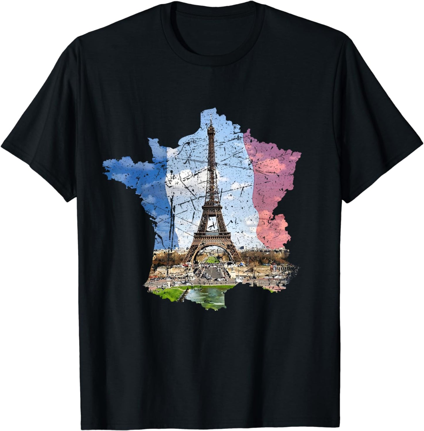 Paris Eiffel Tower, French Flag and France Map
